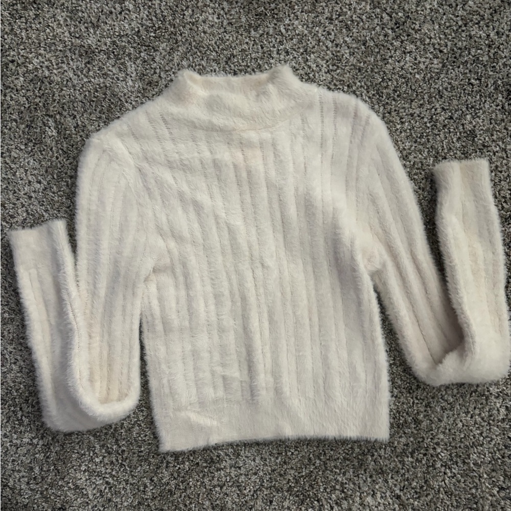 Forever 21 Cream Fuzzy Turtleneck Sweater